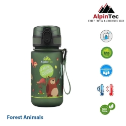 AlpinTec Παγούρι Kids 350ml Σκούρο Πράσινο Forest Animals C-350DG-FA