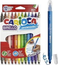 Carioca Birello Double Tip Πλενόμενοι Μαρκαδόροι Ζωγραφικής Λεπτοί με Διπλή Μύτη σε 12 Χρώματα