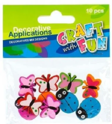 CraftFun Διακοσμητικά Στολίδια Ξύλινα Πεταλούδες-Πασχαλίτσες 10τμχ 303630