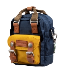Doughnut Macaroon Τσάντα Πλάτης - Ώμου Tiny Glossy Navy x Mustard D226GB-6931-F