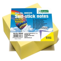 D.rect Note Cube Sticker 75x75 Yellow 400 sheets 009326