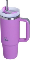 Ecolife Ανακυκλώσιμο Handled Tumbler Θερμός Ανοξείδωτο 900ml Iris με Καλαμάκι και Λαβή