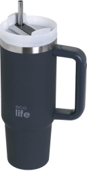Ecolife Ανακυκλώσιμο Handled Tumbler Θερμός Ανοξείδωτο 900ml Stormy Sea με Καλαμάκι και Λαβή