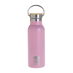 EcoLife Παγούρι Θερμός Με Καπάκι Bamboo 500ml Ροζ 33-BO-3043