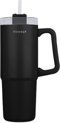 Estia Handled Tumbler Θερμός Ανοξείδωτο 900ml MIDNIGHT BLACK με Καλαμάκι και Λαβή