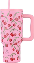 Estia Straw Tumbler XL Save the Aegean Ανακυκλώσιμο Tumbler Θερμός Ανοξείδωτο 900ml Cherry Rose