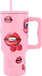 Estia Straw Tumbler XL Save The Aegean Tumbler Θερμός Ανοξείδωτο 900ml Blush Pop