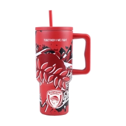Estia Straw Tumbler XL Θερμός Ανοξείδωτο BPA Free 900ml Olympiacos Together We Fight