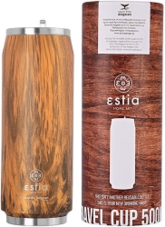Estia Travel Cup Ανακυκλώσιμο Ποτήρι Θερμός Ανοξείδωτο 500ml Sekoya με Καλαμάκι