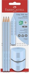Faber-Castell Σετ 3 Μολύβια με Ξύστρα και Γόμα Γαλάζια