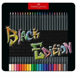 Faber Castell Ξυλομπογιές Μεταλλικη Κασετίνα Black Edition 24 Χρώματα 116425