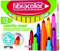 Fibracolor Colorito Maxi Πλενόμενοι Μαρκαδόροι Ζωγραφικής Χονδροί σε Κίτρινο Χρώμα 011 12τμχ