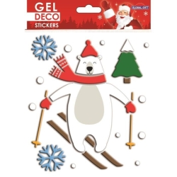 Global Gift Χριστουγεννιάτικα Sticker Gel Deco Αρκούδα Σκι 13x17cm 310507