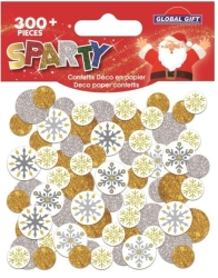Global Gift Αυτοκόλλητα Χριστουγεννιάτικα Confettis Χιονονιφάδες Χρυσό-Ασημί 362504