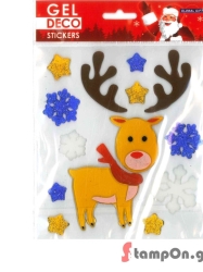 Global Gift Χριστουγεννιάτικα Sticker Gel Deco Άι Βασίλης χιονονιφάδες 13x17cm 310509
