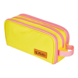Herlitz Κασετίνα Τριπλή Neon Uni Κίτρινη-Ροζ 50043743