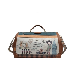 Janet & Janet Τσάντα Ώμου Μεγάλη 51x21x25,5cm Weekend Καφέ JAJ-004