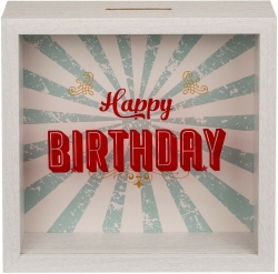 Κουμπαράς - Κορνίζα Λευκός Birthday 20x20cm