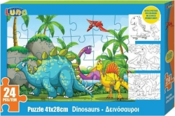 Luna Puzzle 24pcs Dinosaurs 41x28 With 3 Coloring Posters