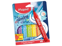 Maped Μαρκαδόροι Ζωγραφικής Για Παράθυρο 6 Χρώματα + Πανάκι Καθαρισμού 844822