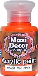 Maxi Decor Ακρυλικό Χρώμα Νερού 60ml Μανταρινί (Mandarin) MA063