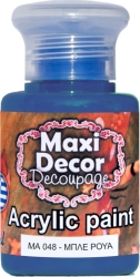 Maxi Decor Ακρυλικό Χρώμα Νερού 60ml Μπλε Ρουά (Royal Blue) MA048