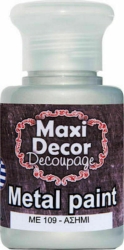 Maxi Decor Ακρυλικό Μεταλλικό Χρώμα Νερού 60ml Ασημί (Silver) ME 109
