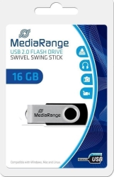 MediaRange USB 2.0 Flash Drive 16GB Μαύρο/Ασημί MR910