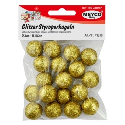 Meyco Μπάλες Φελιζόλ Glitter Χρυσές 20mm 18τμχ 43218