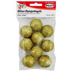 Meyco Μπάλες Φελιζόλ Glitter Χρυσές 30mm 9τμχ 43217