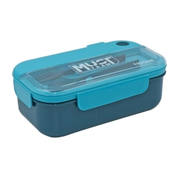 Must Φαγητοδοχείο 1100ml 21,5x12,5x8cm Με Κουτάλι Και Πιρούνι Μπλε 585386