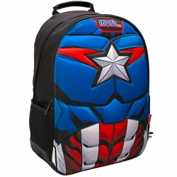 Must Τσάντα Πλάτης Δημοτικού 32x15x45cm Με 3 Θήκες Captain America 500981