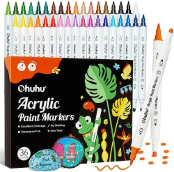Ohuhu Μαρκαδόροι Acrylic paint markers Cotton-core σετ 36 χρωμάτων Brush & Fine 80601-13