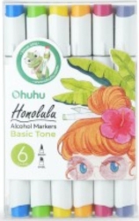Ohuhu Μαρκαδόροι Honolulu σετ 6 Basic Tones, Brush & Chisel