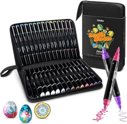 Ohuhu Σετ 30 Ανεξίτηλων Ακρυλικών Μαρκαδόρων Διπλής Μύτης - Μεταλλικά Χρώματα Y30-80601-58