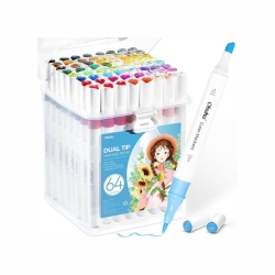 Ohuhu Σετ 64 Μαρκαδόροι Ακουαρέλας με Διπλή Μύτη Brush & Chisel 80600-56