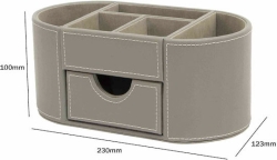 Osco Οργανωτής Γραφείου Από Δερματίνη Με Συρτάρι Γκρι Νο.3823