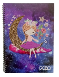 Polo Design Τετράδιο Σπιράλ Α4 3 Θεμάτων Moon 919004-8276