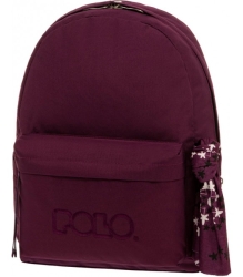 Polo Scarf 600D Τσάντα Πλάτης Γυμνασίου - Λυκείου 31x18x40cm Μωβ Σκούρο 901135-4800