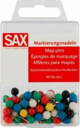 Sax Πινέζες Map Pins 80τμχ Διάφορα Χρώματα 5-841-06