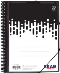 Skag Ντοσιέ Σουπλ Σπιράλ Με Λάστιχο P.P. Α4 30 Θήκες Μαύρο 305358