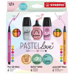 Stabilo Μαρκαδόροι Pastellove Σετ 18τμχ (Mini 68/88/Boss) 77/5-8