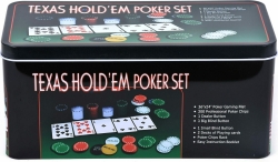 Texas Poker Σετ Κουτί Μεταλλικό Με 200 Μάρκες & 2 Τράπουλες