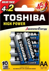 Toshiba Μπαταρίες Αλκαλικές LR06 AA 4+2τμχ 152658