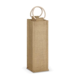Τσάντα Για Μπουκάλι Από Φυσική Γιούτα 11x10x35cm Φυσικό Χρώμα