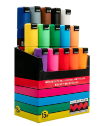 Uni Posca Σετ Μαρκαδόροι Ανεξίτηλοι 8.0mm 15 Χρώματα PC-8K15